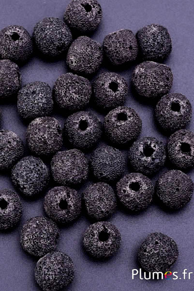 Perles en pierre de lave - Ø 10 mm, trou 2 mm - noir